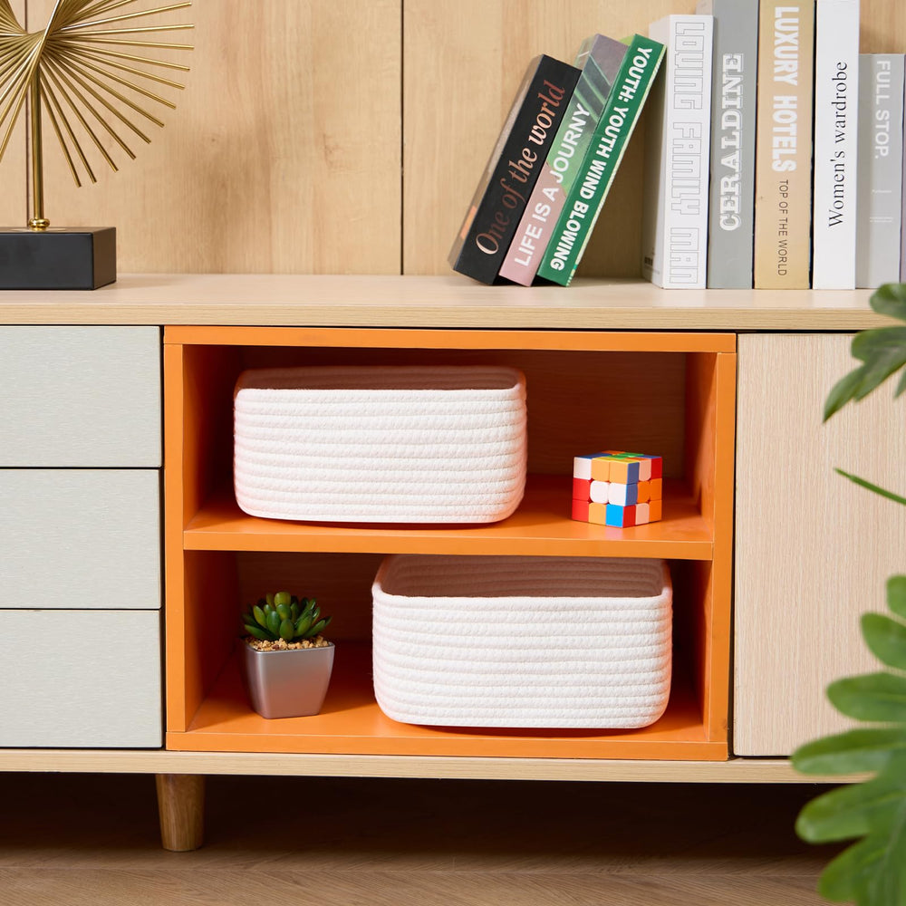 MiniArk shelf-display basket doubles as decor and functional storage on shelves.