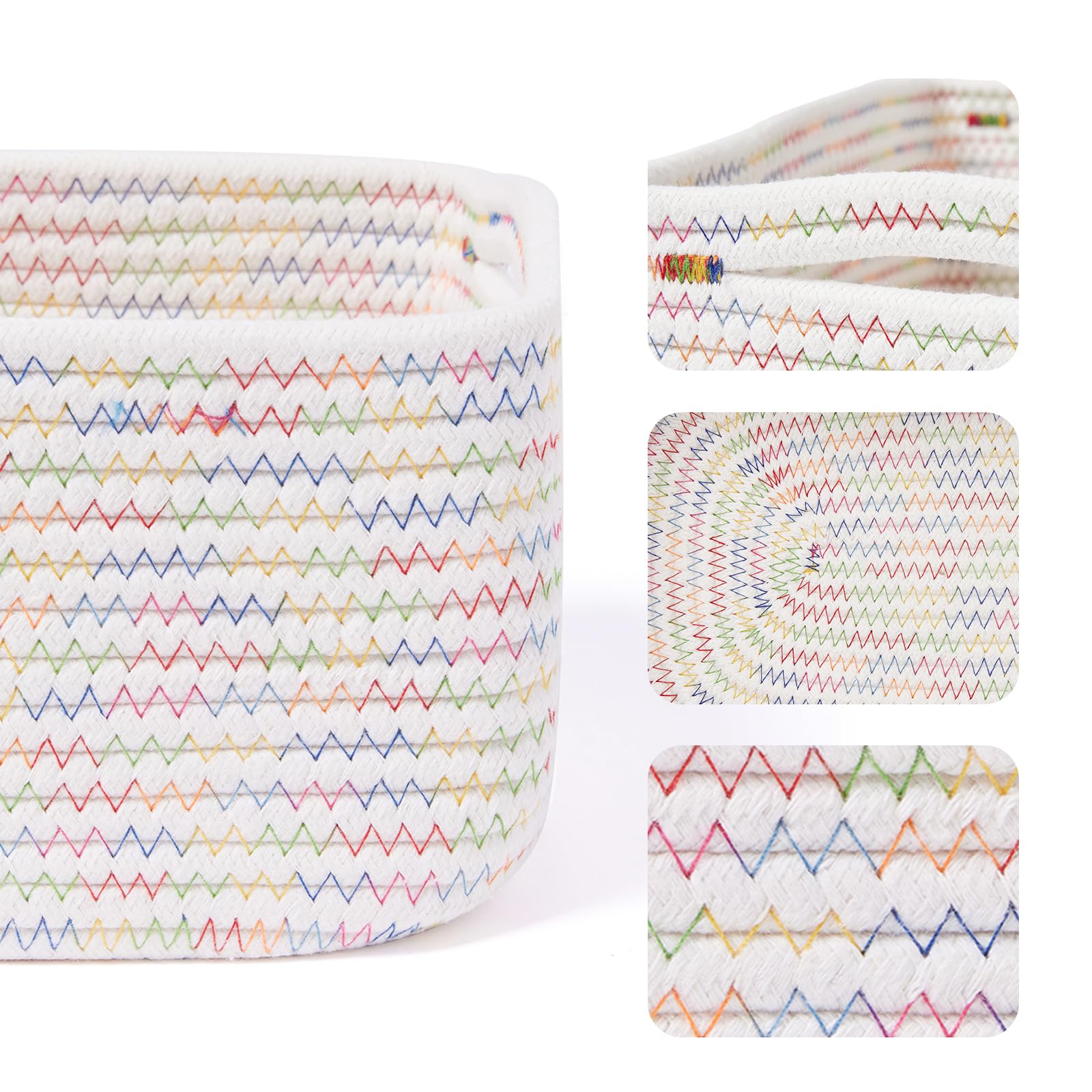 MiniArk close-up of soft cotton rope basket showcasing full, durable weave.