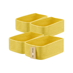 MiniArk yellow small storage basket on a desk, perfect for cosmetics and keys.