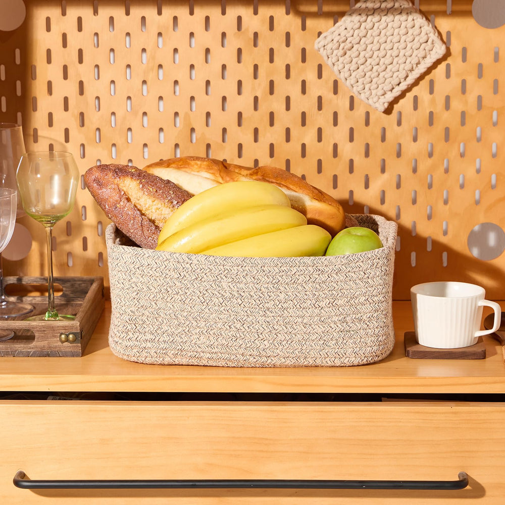 Nursery friendly MiniArk baskets organize diapers and towels with style