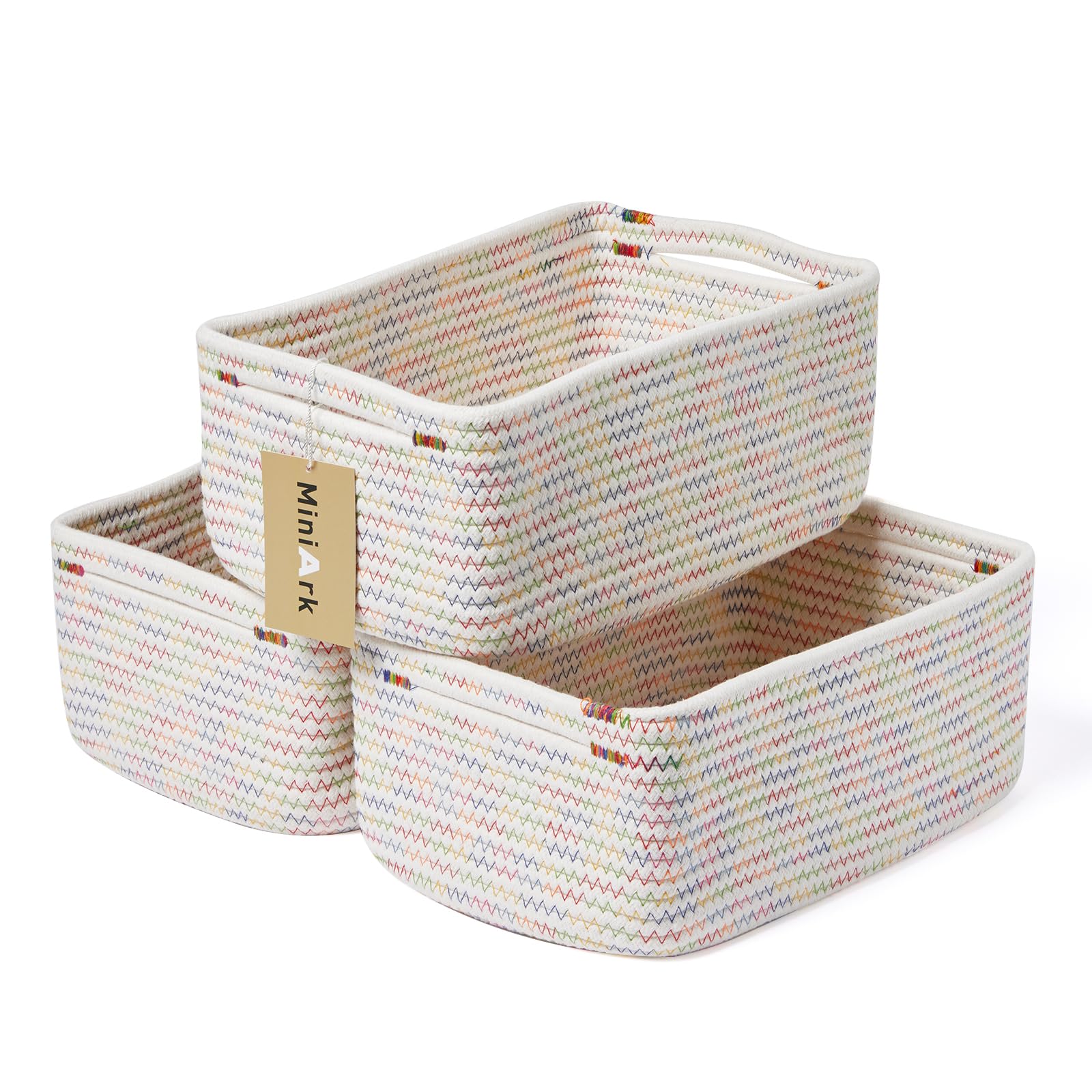 MiniArk small storage baskets in rainbow tones for organized spaces.