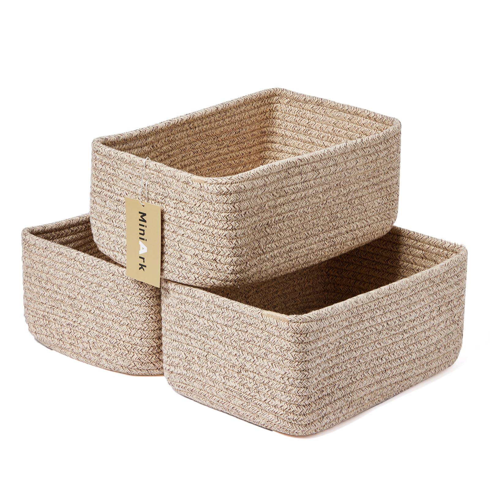 MiniArk small storage baskets on a shelf for tidy, accessible organization.