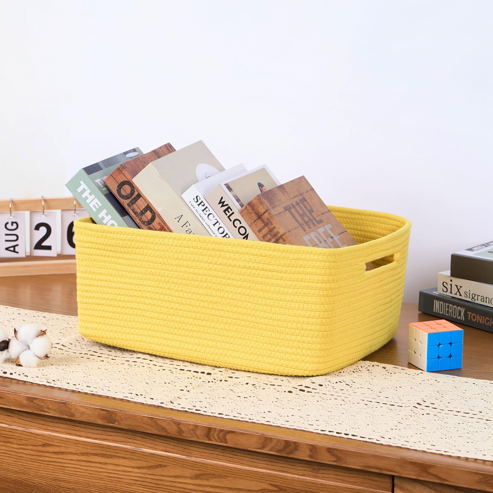 MiniArk soft cotton rope basket 17x13x7.5 inches, durable and baby-friendly.