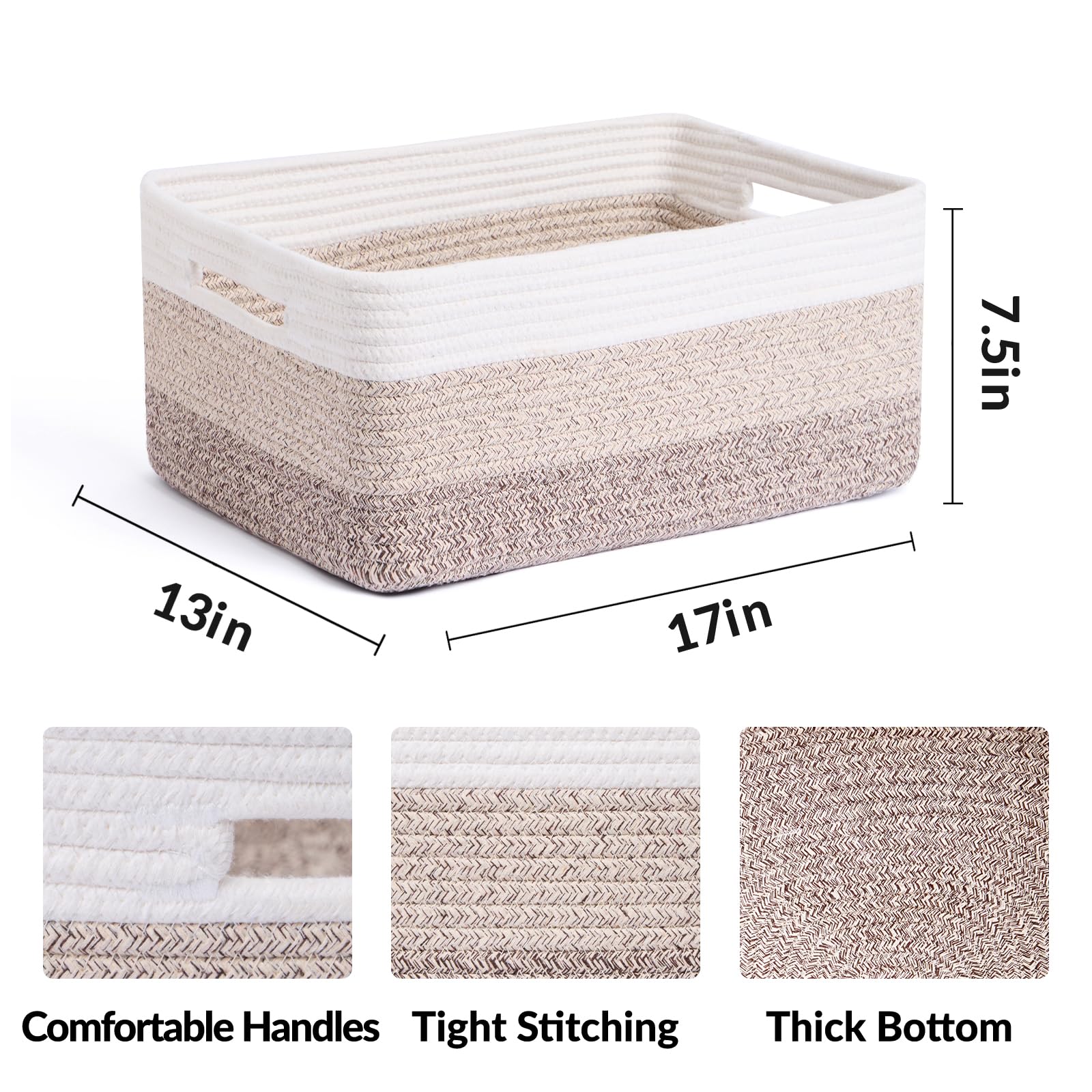 MiniArk soft cotton rope nursery basket for safe baby items storage.