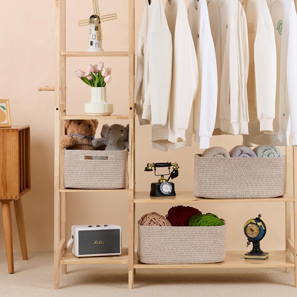MiniArk soft cotton rope basket highlights durable, baby-friendly material.