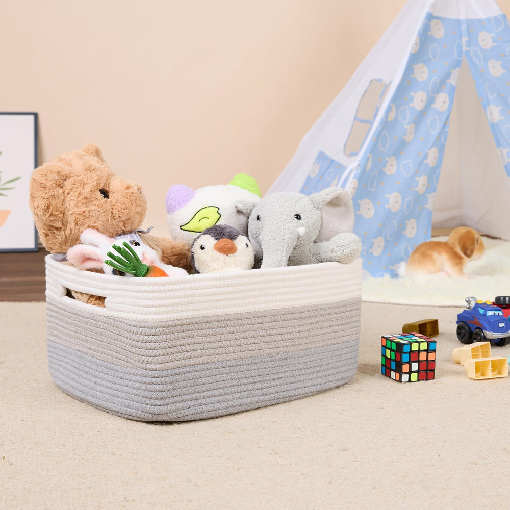MiniArk toy-bin basket in playroom to keep toys organized
