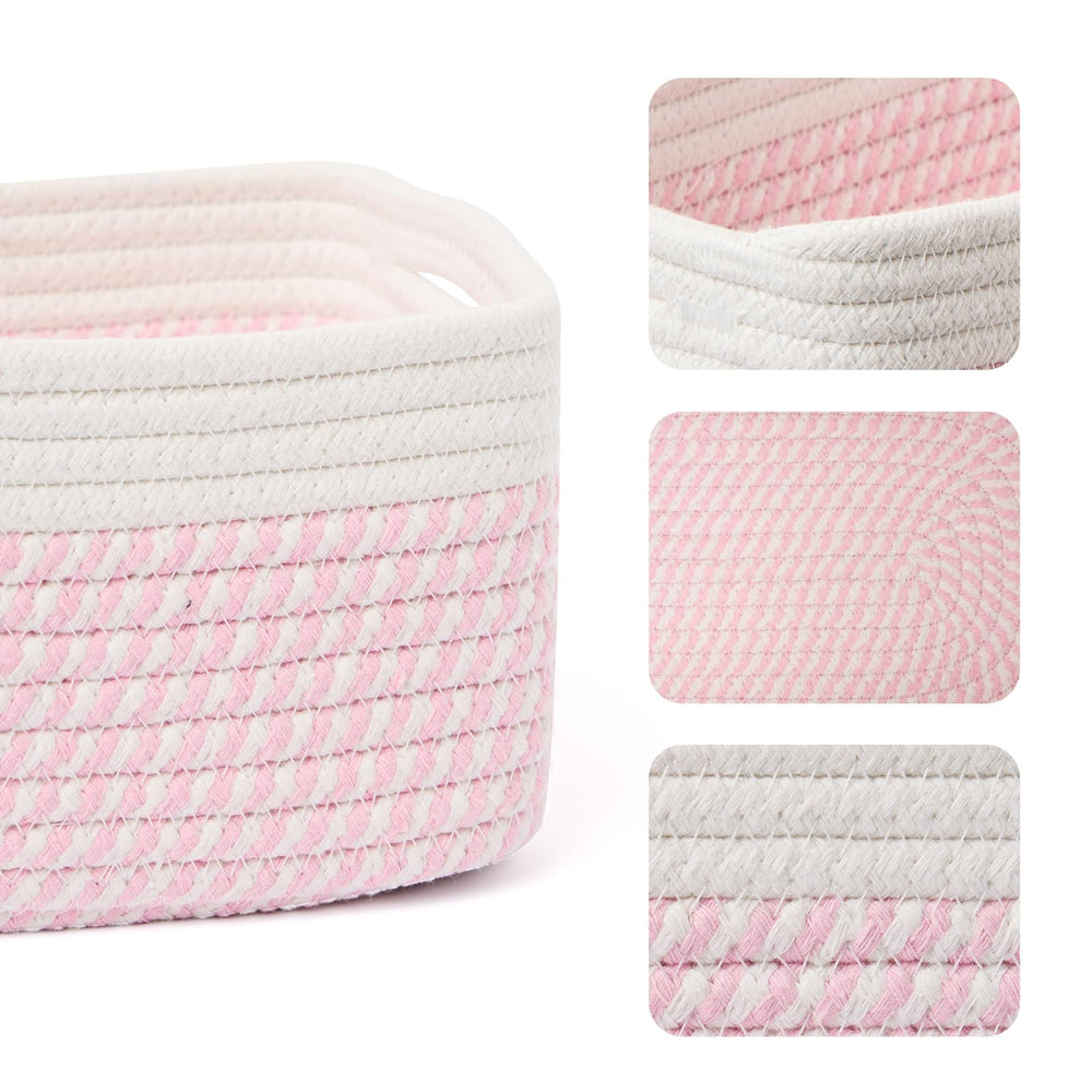 MiniArk woven rope basket closeup highlights soft, durable texture for nursery storage