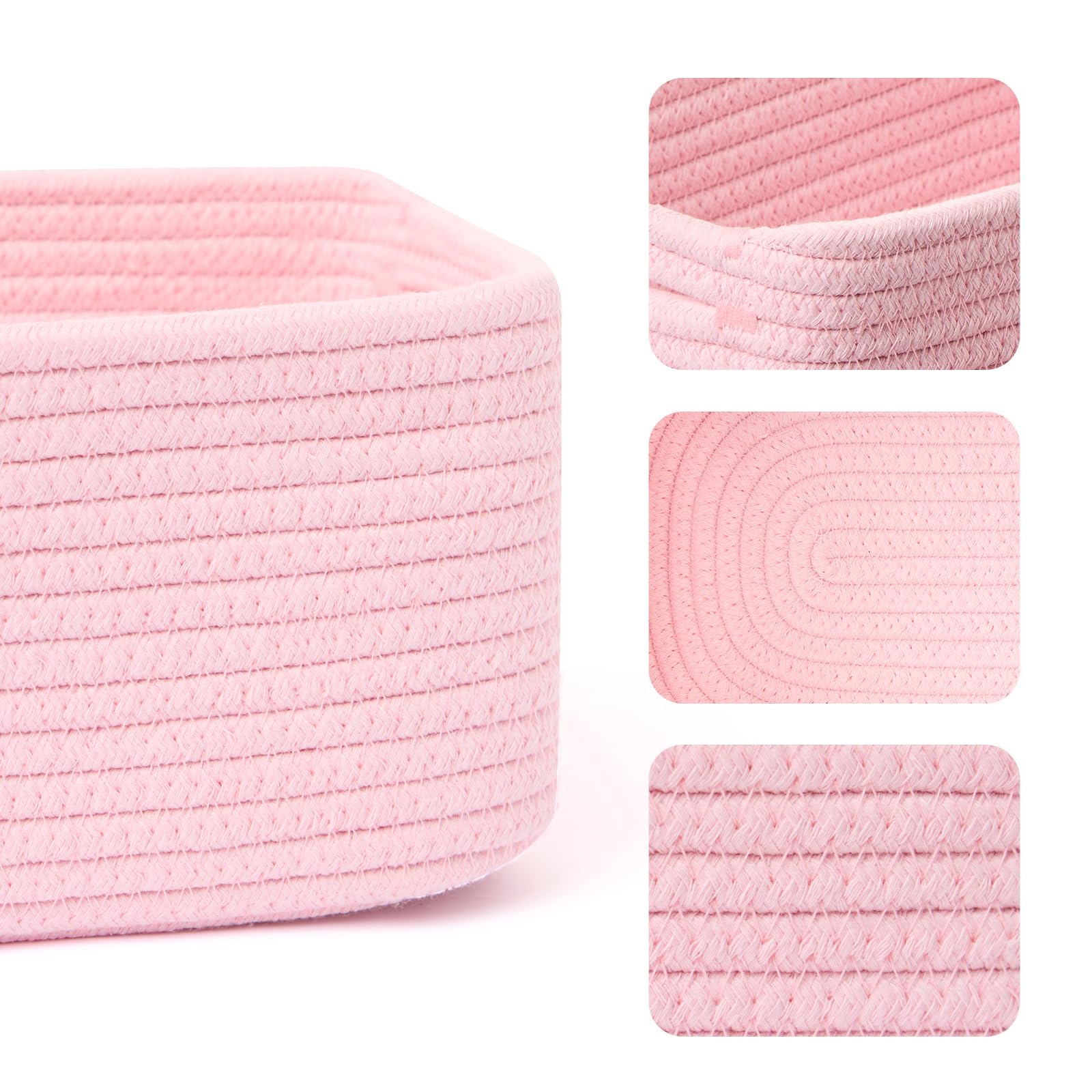 MiniArk woven rope basket on a desk organizing pens and cables.