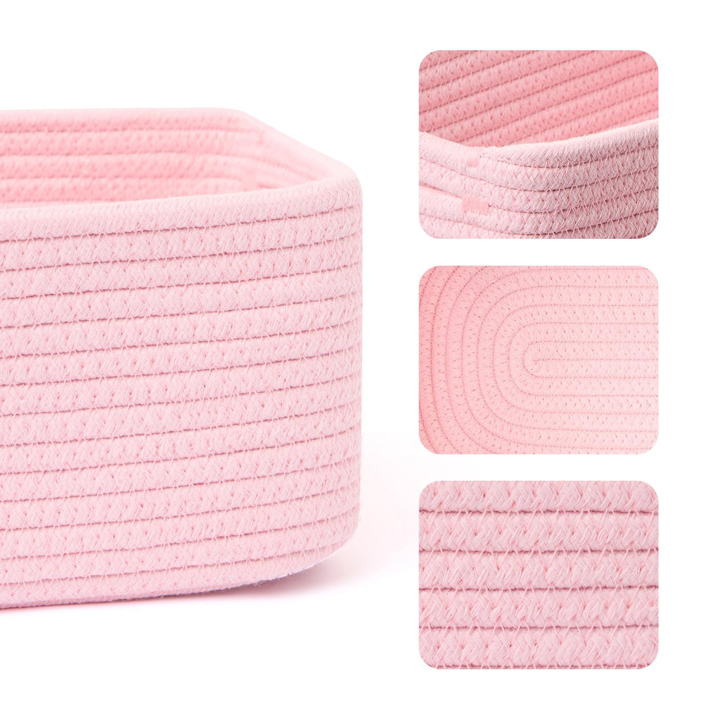 MiniArk woven rope basket on a desk organizing pens and cables.