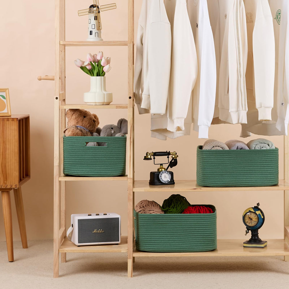 MiniArk woven rope basket with modern design, stylish closet storage solution.