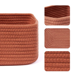 MiniArk woven rope basket in oxide red, close-up shows soft texture.
