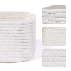 MiniArk woven rope baskets add decorative texture to shelves while organizing toys.