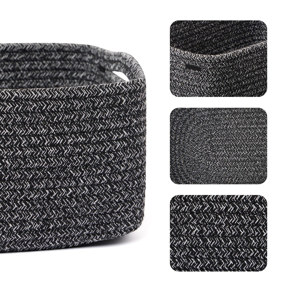 MiniArk woven rope baskets with soft edges ideal for nurseries and toy storage.