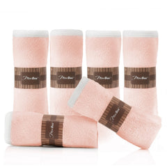 MINIBOO bamboo washcloths in soft pink pack six for gentle newborn skincare.
