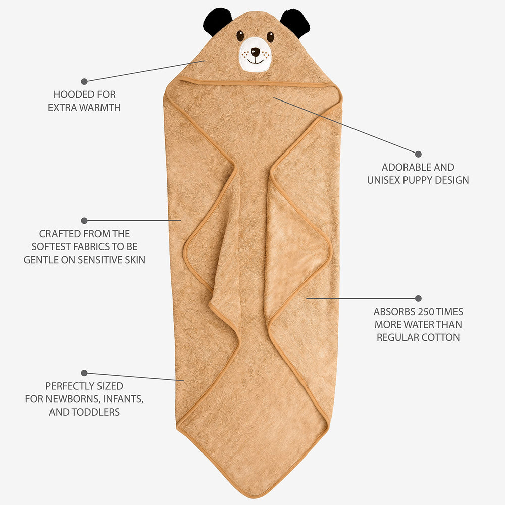 MINIBOO dog-design newborn towel adds cute bath-time charm.