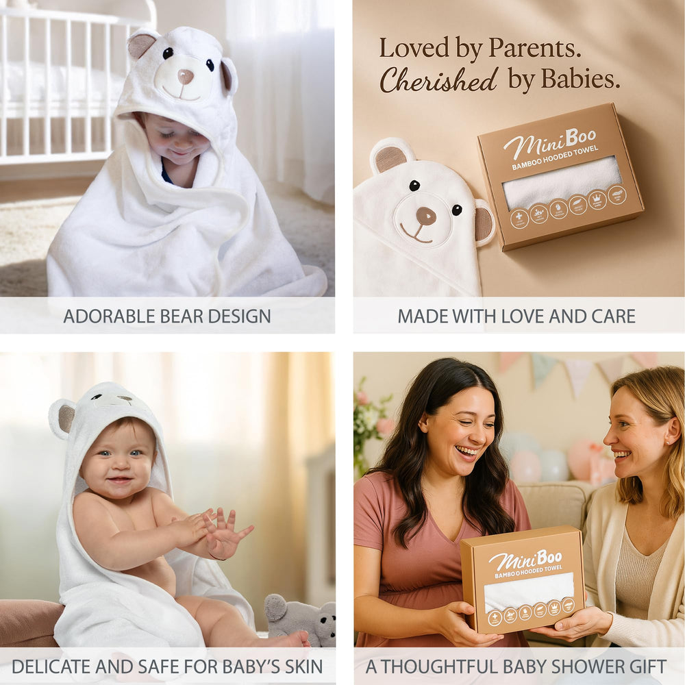 MINIBOO gift-worthy bear-design towel, ideal for baby showers.