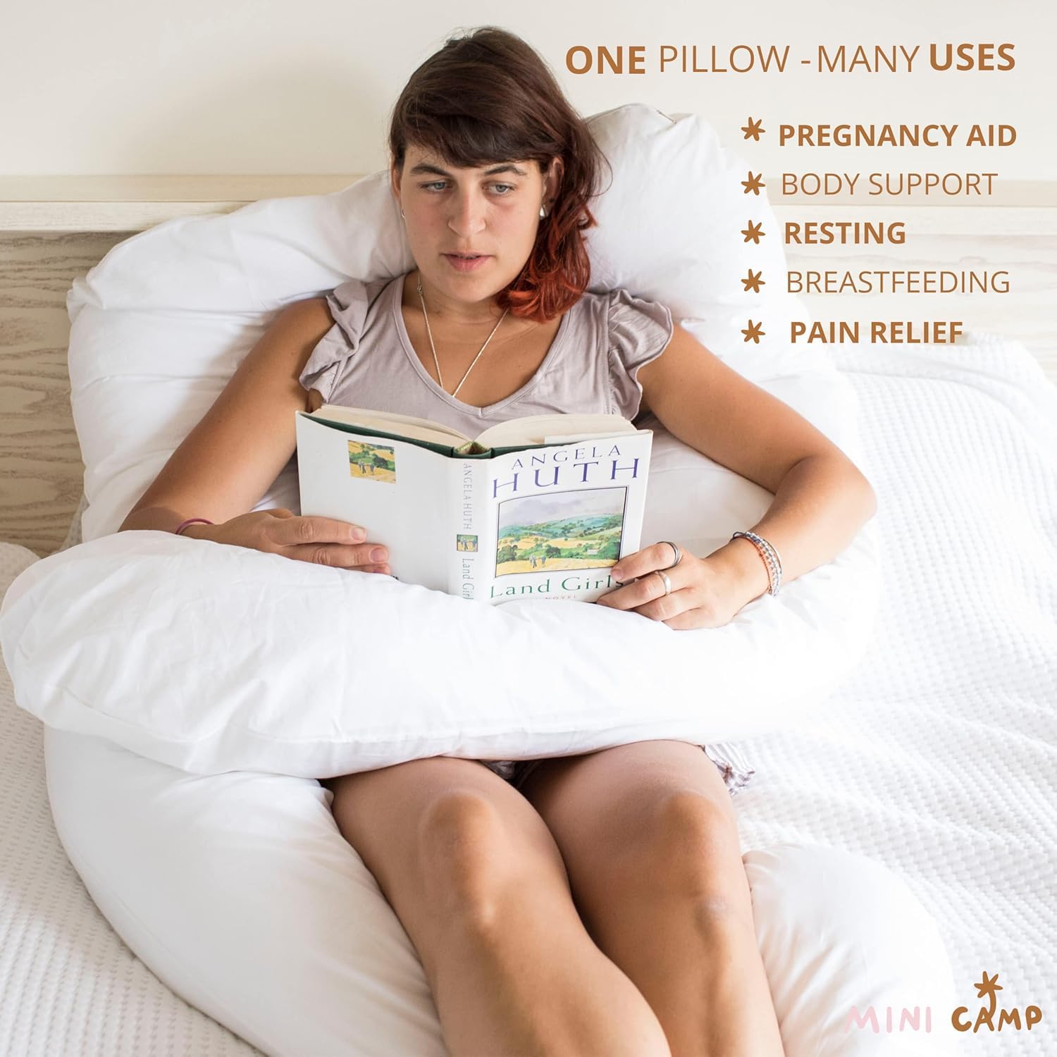 MINICAMP cooling filling closeup shows OEKO-TEX fabric for breathable, hypoallergenic comfort.