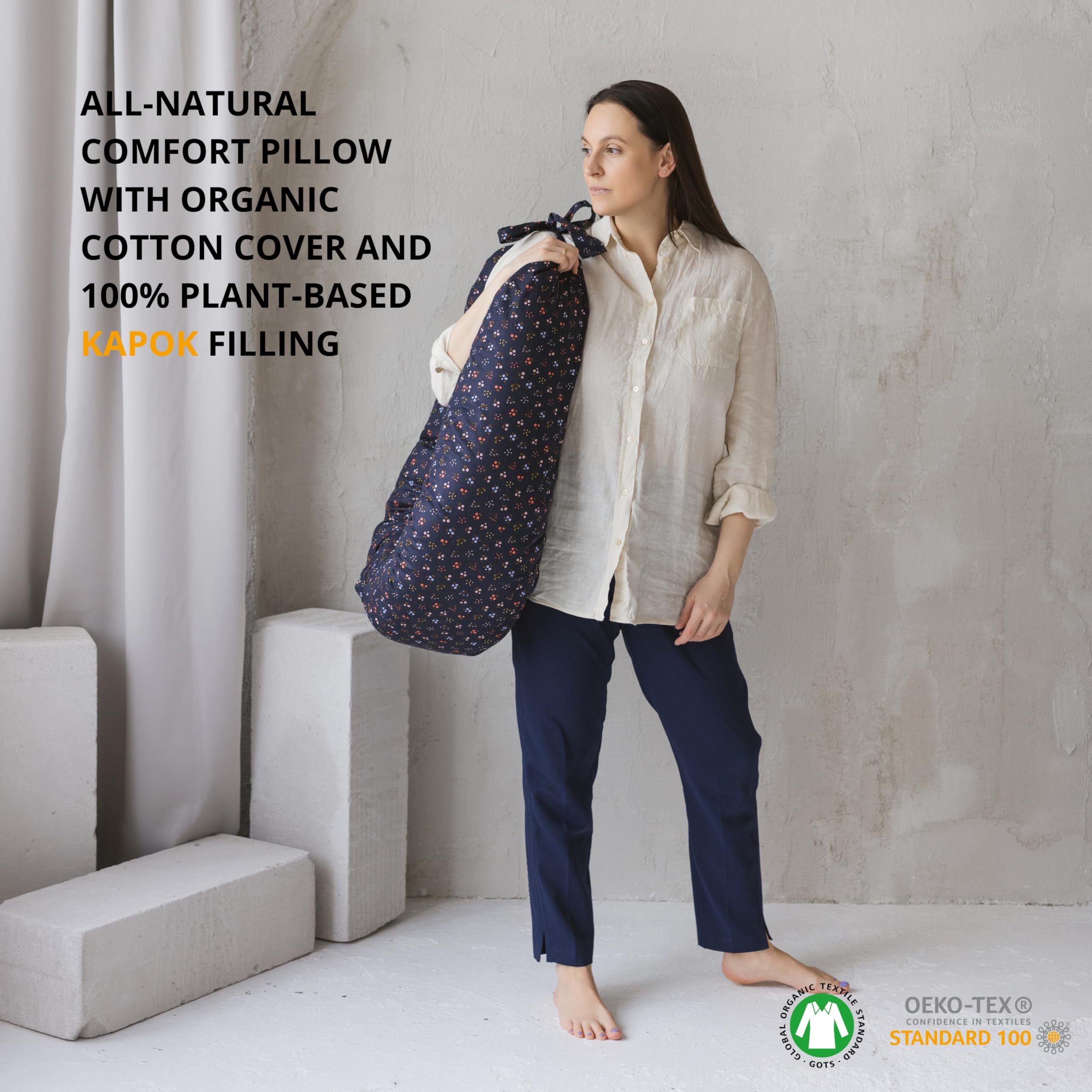 MINICAMP kapok filling closeup highlights breathable, temperature-regulating comfort.