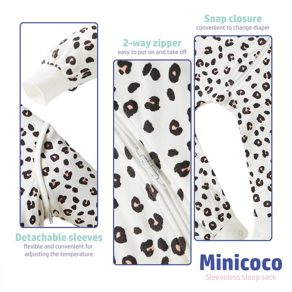 Minicoco sleep sack fits ages 9–36 months for growing babies.
