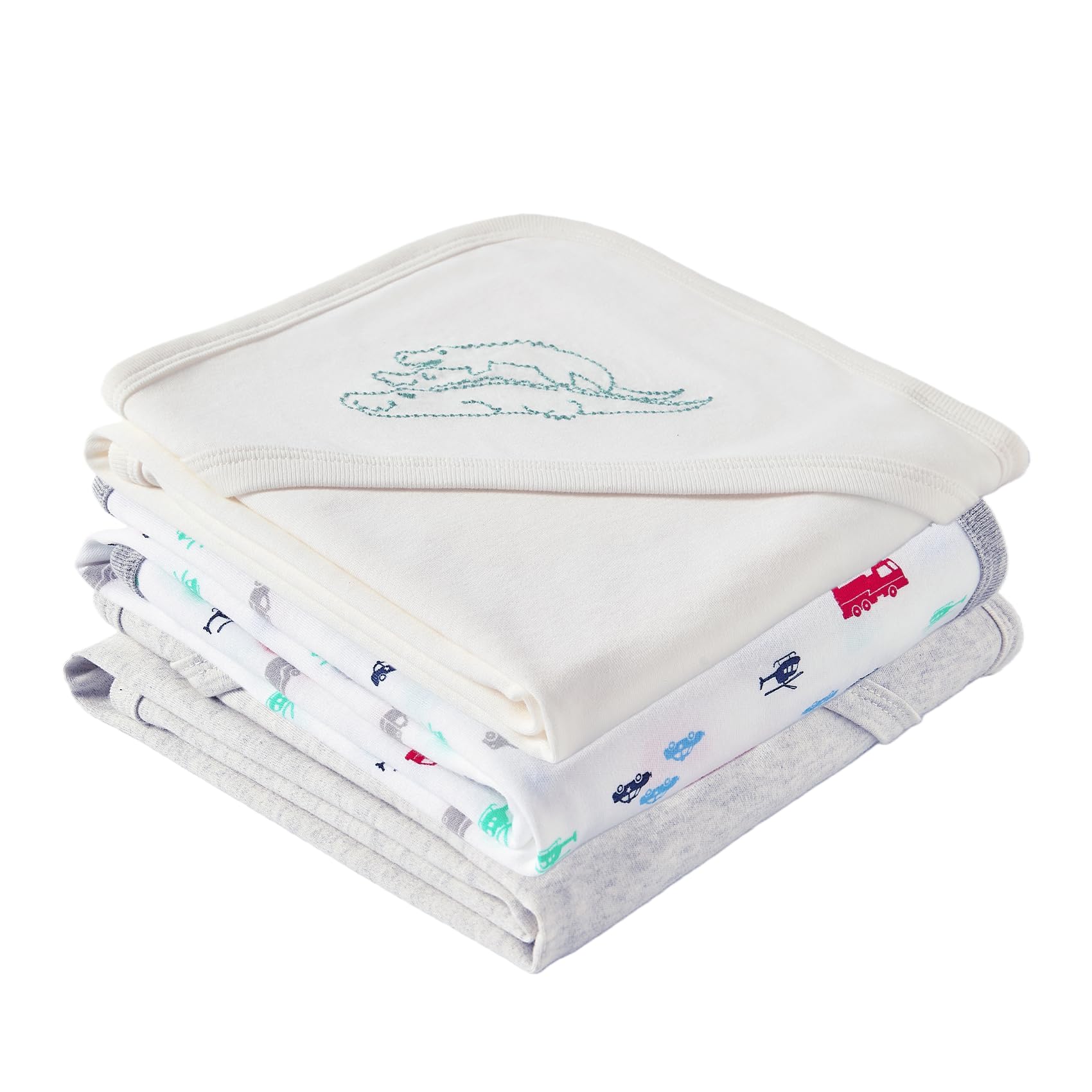 Minicoco triple-pack baby blankets in soft cotton for cozy swaddling.