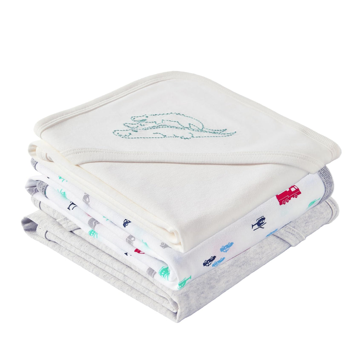 Minicoco triple-pack baby blankets in soft cotton for cozy swaddling.