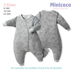 Minicoco Dino Doze sleep sack detachable sleeves for adaptable warmth.