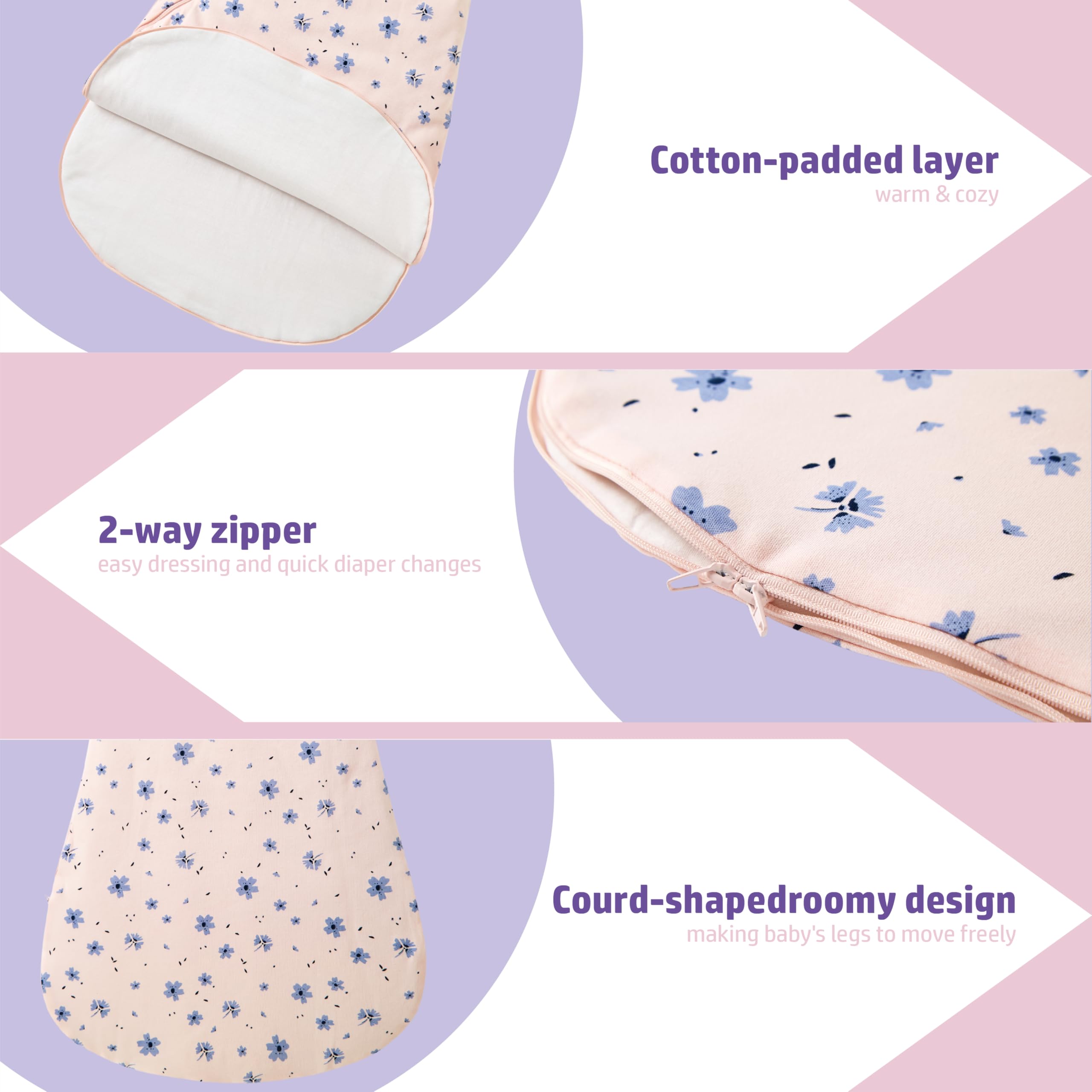 Minicoco dual-zipper design enables easy top or bottom diaper access.