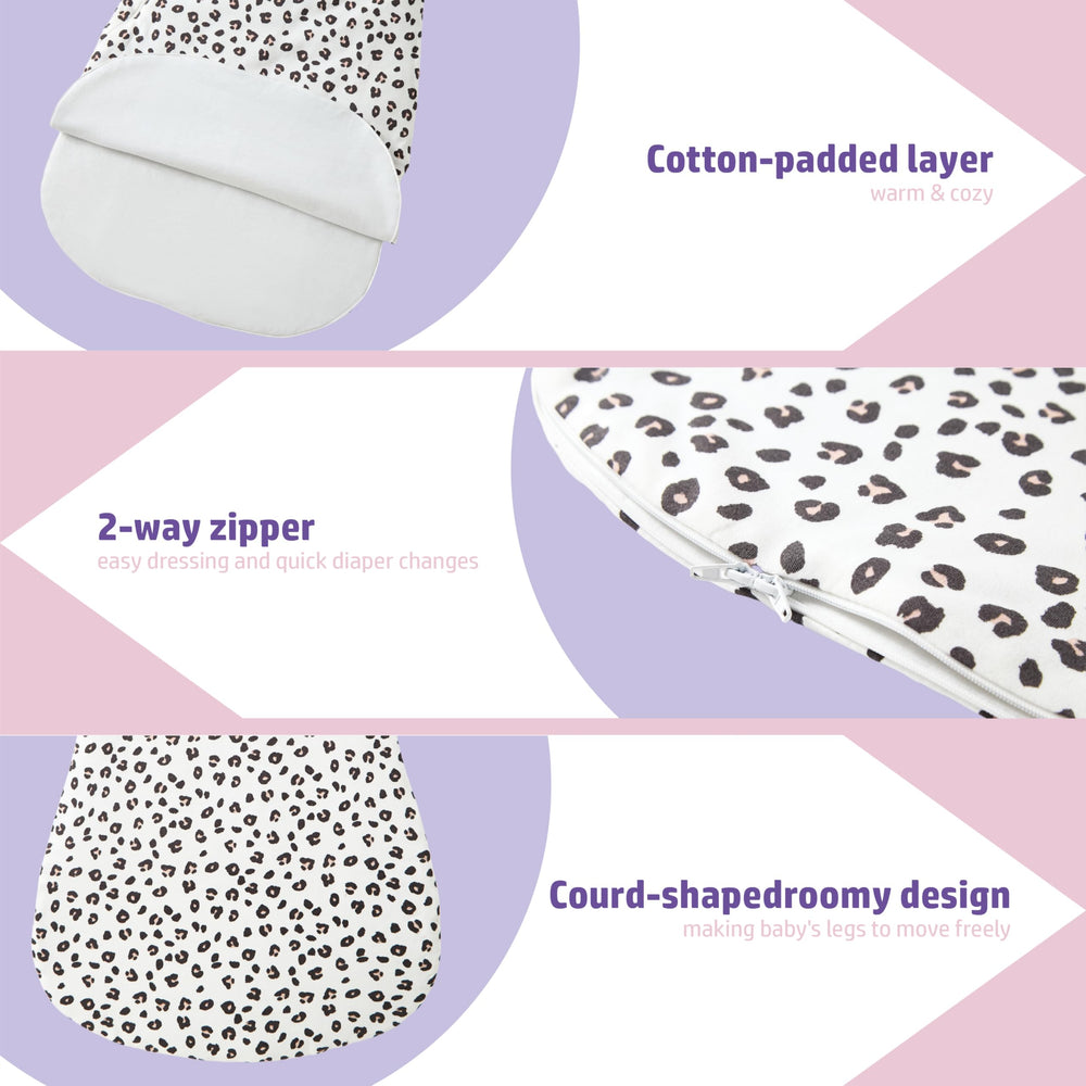 Minicoco wearable blanket provides generous leg room for natural kicking.