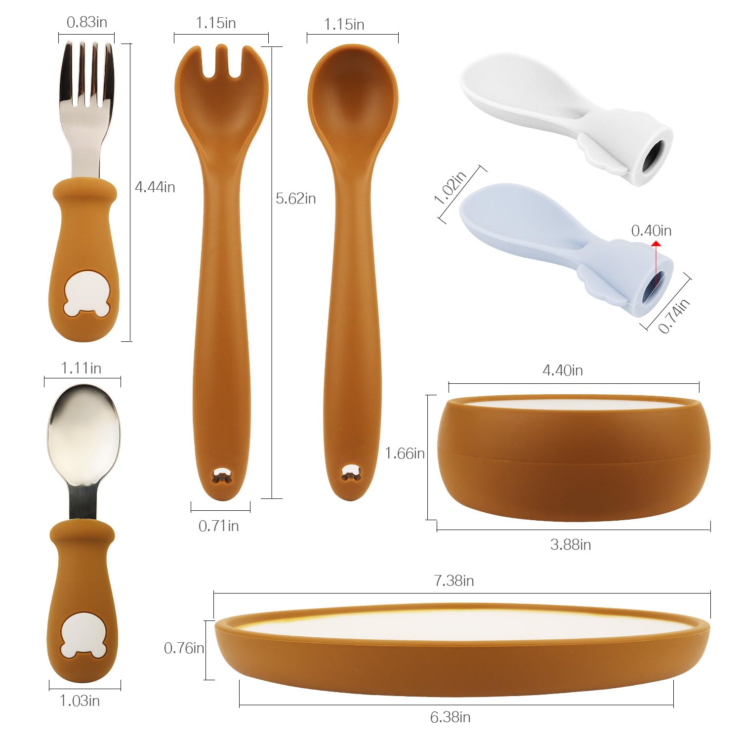 Miniguysa toddler plates show seven-point-three-eight-inch diameter for portion control.