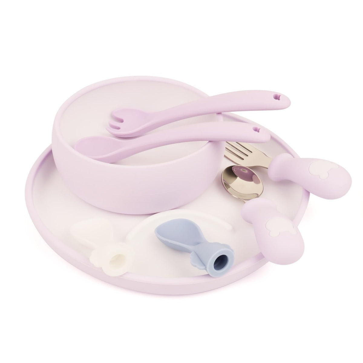 Miniguysa baby plates with a non-slip base for stable mealtimes.