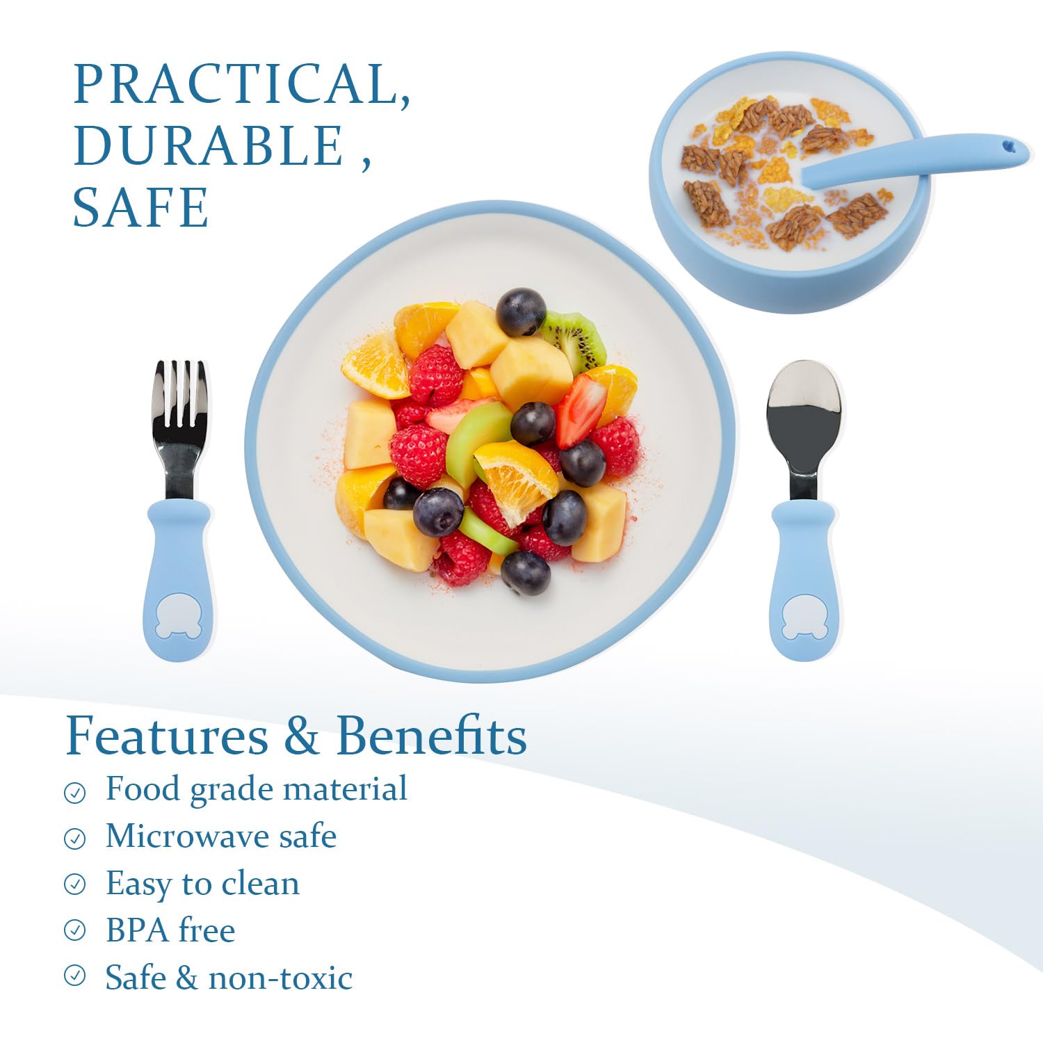 Miniguysa forks sized 4.44 inches for safe munching by toddlers.