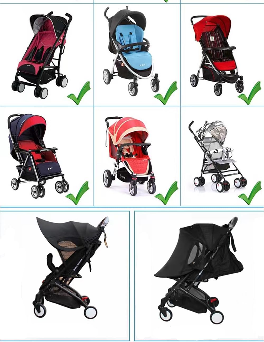 MINILUJIA canopy-compatible shade fits most strollers for reliable protection.