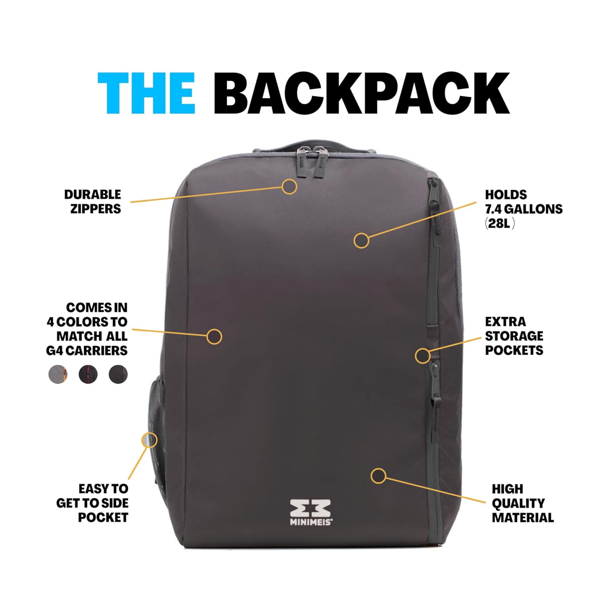 MINIMEIS G4 Backpack dark grey blends with everyday outfits