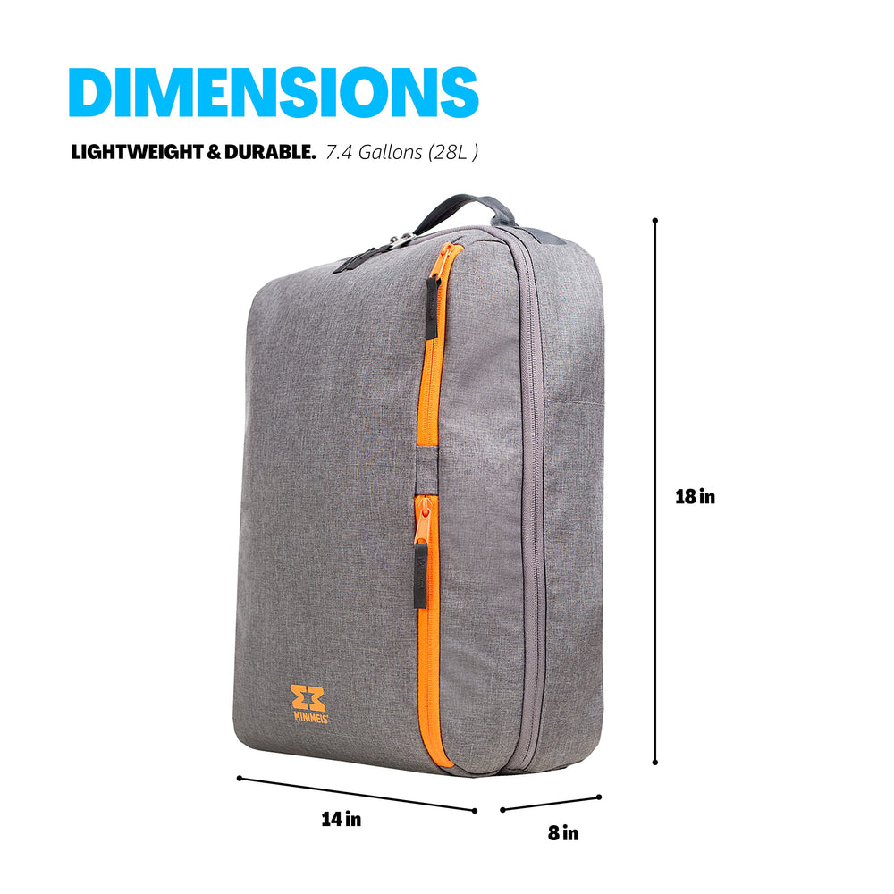 MINIMEIS G4 backpack front view highlights 28L capacity