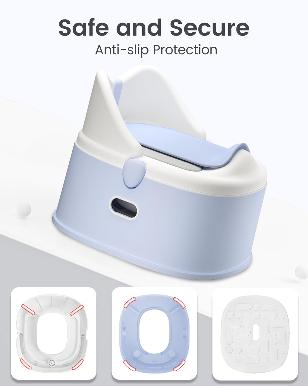 Minimiss non-slip base and grips keep the potty secure on slippery floors.