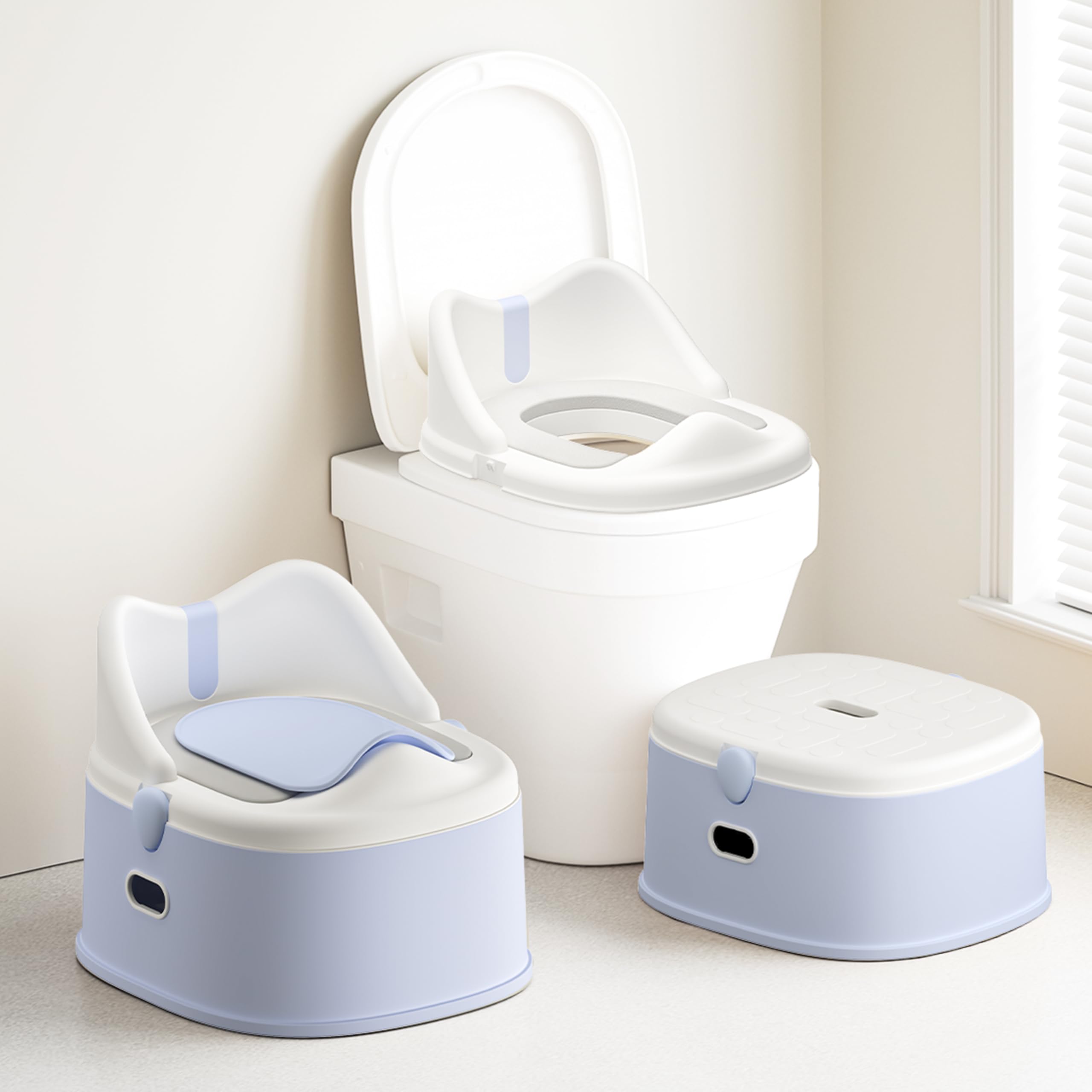 Minimiss 3-in-1 potty in blue, toddler potty mode for mess-free training.