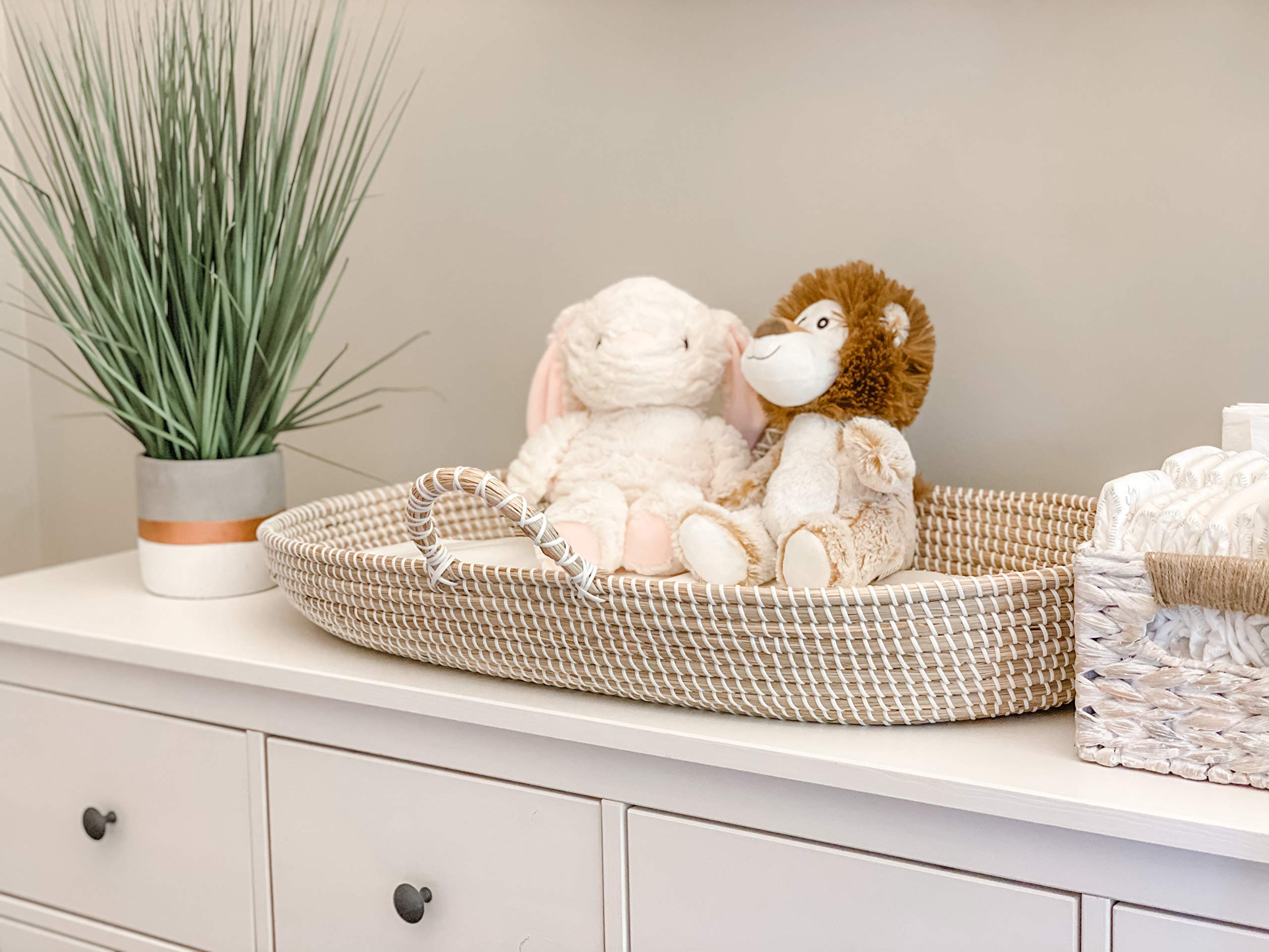 MiniMoose nursery basket design blends natural seagrass with modern style.