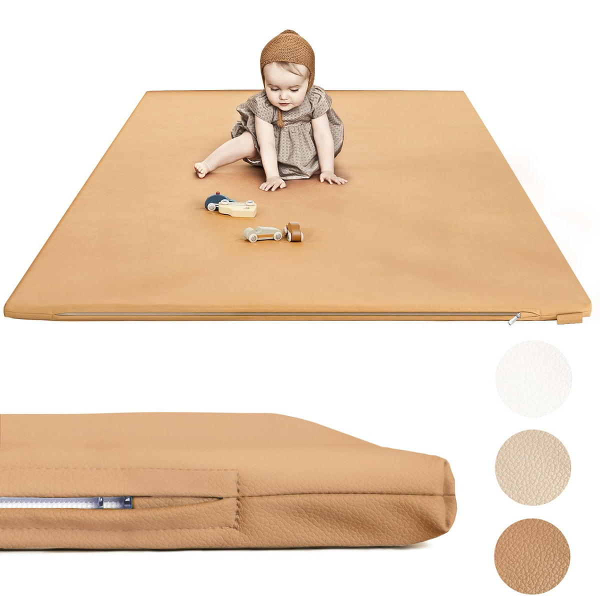 MINISENTIALS padded thick baby play mat top view invites safe exploration and comfort.