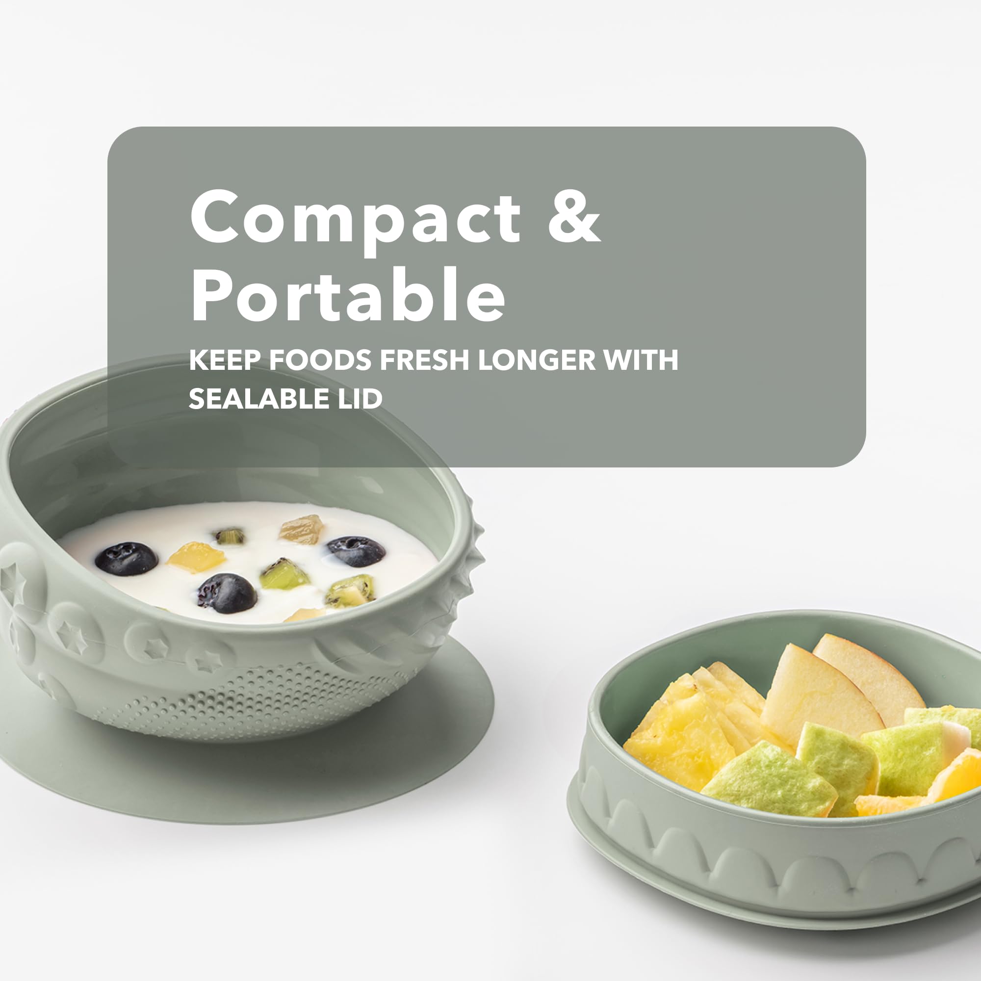 Dishwasher-safe silicone material simplifies cleanup after meals.