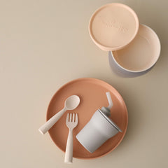 Miniware Little Foodie sip cup with detachable foot supports steady sipping and reduces spills.
