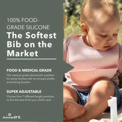 Miniware silicone is waterproof and quick-drying for busy families.