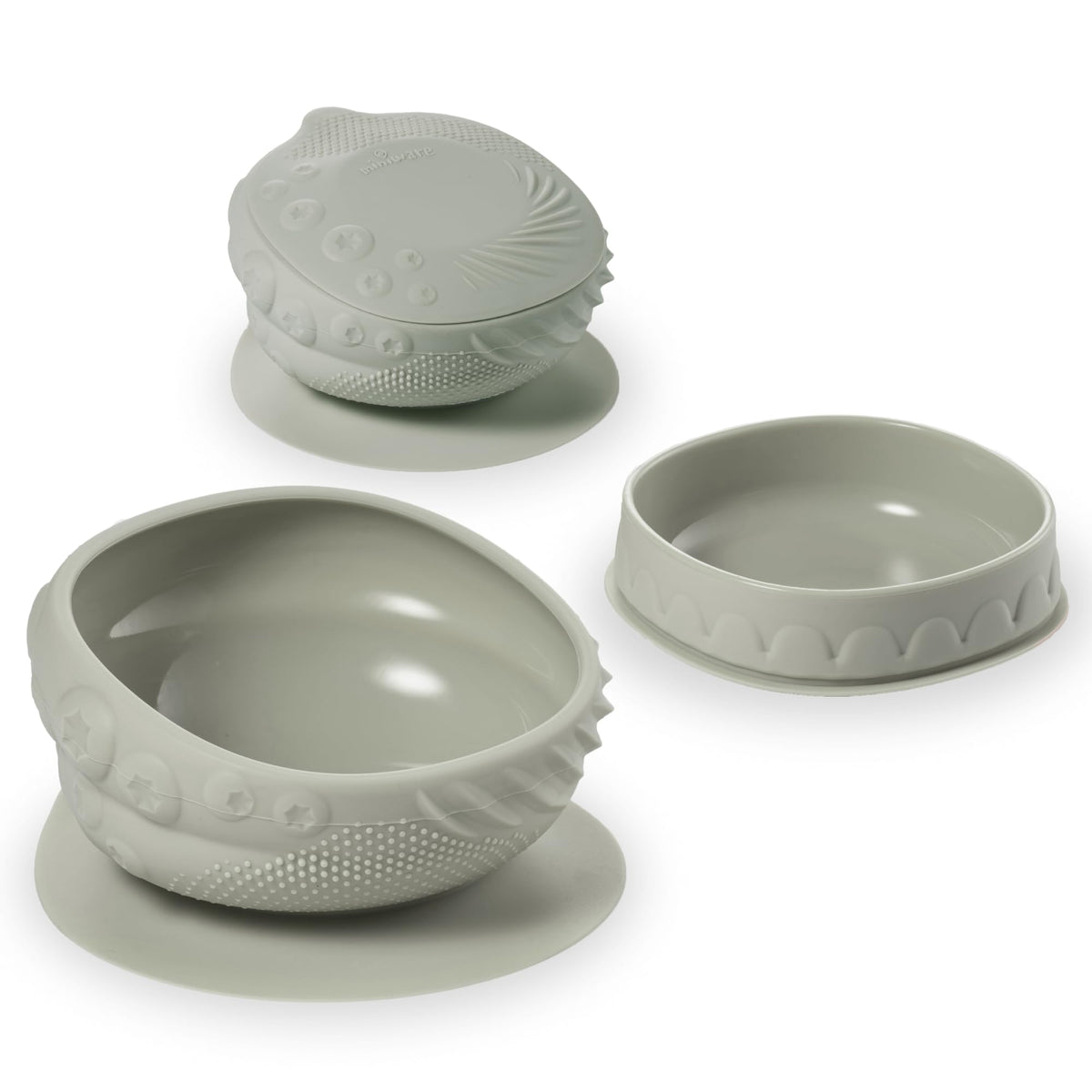Miniware Sensory Baby Bowl Sage full set supports texture exploration at meals.