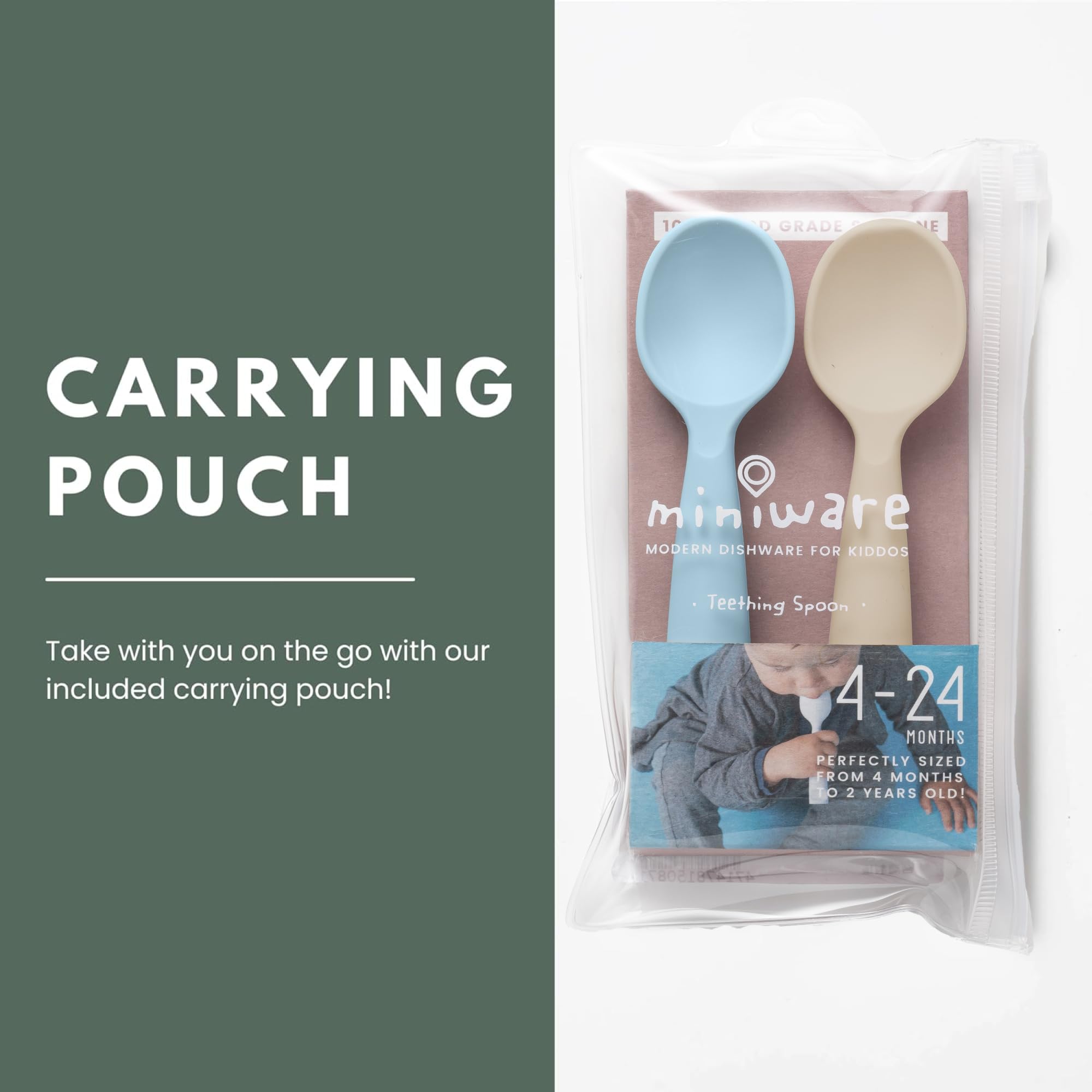 Miniware silicone spoons feature ergonomic rounded handles