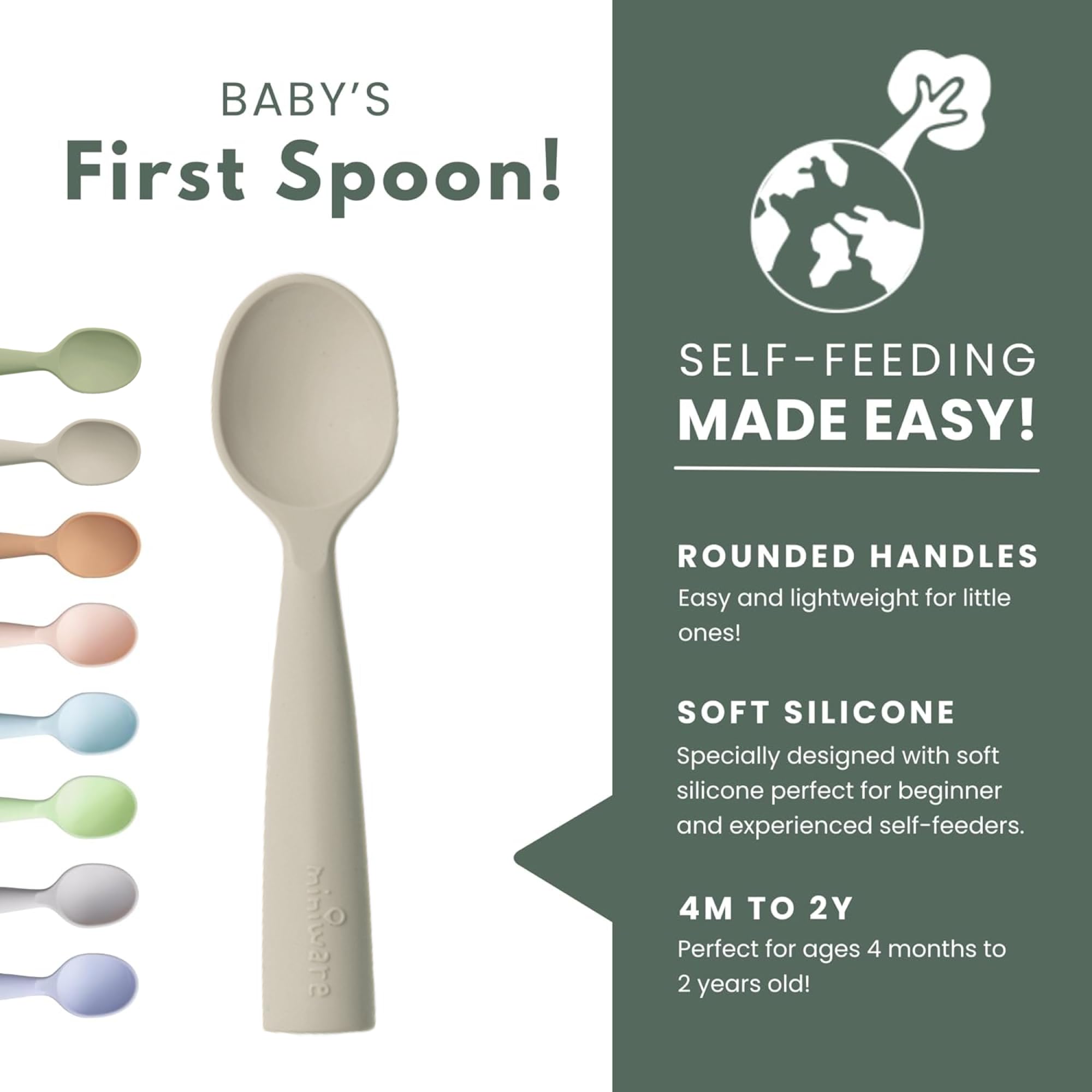 Miniware oat training spoon supports self-feeding practice
