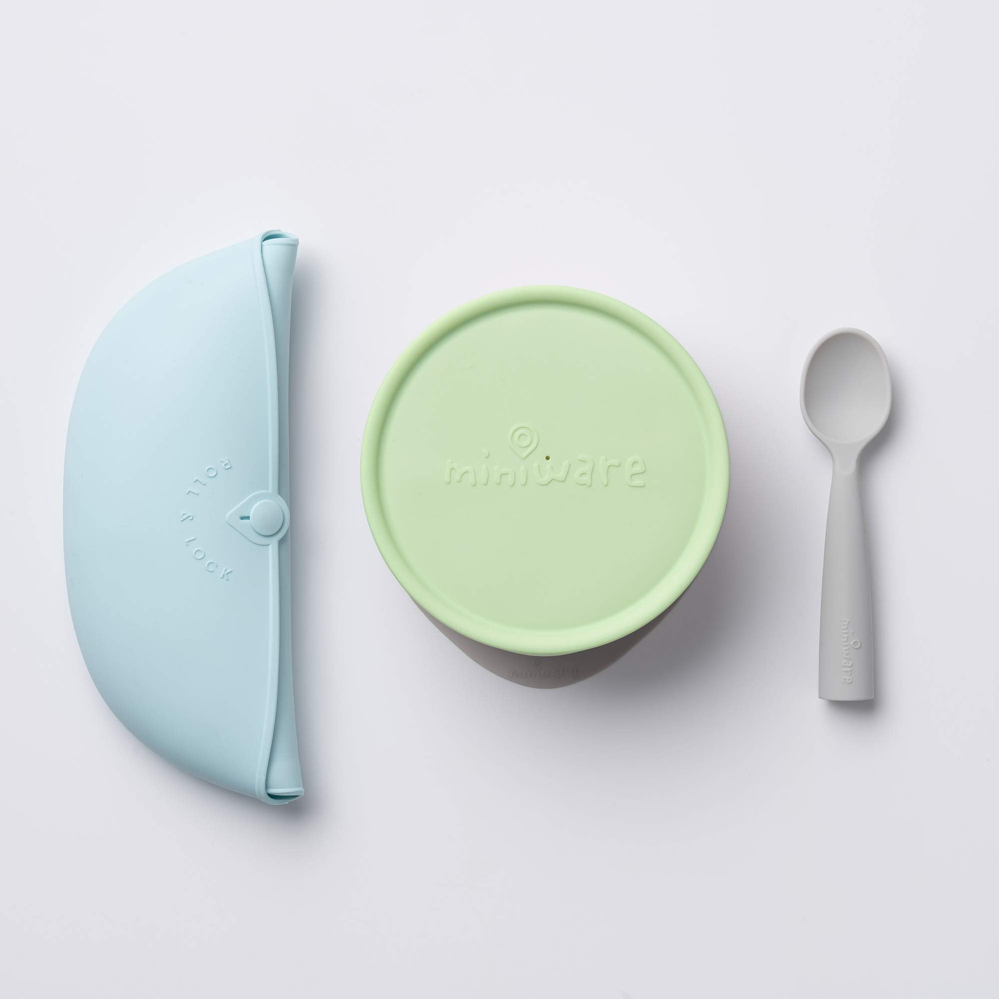 Miniware bowl with silicone lid showing water-tight seal