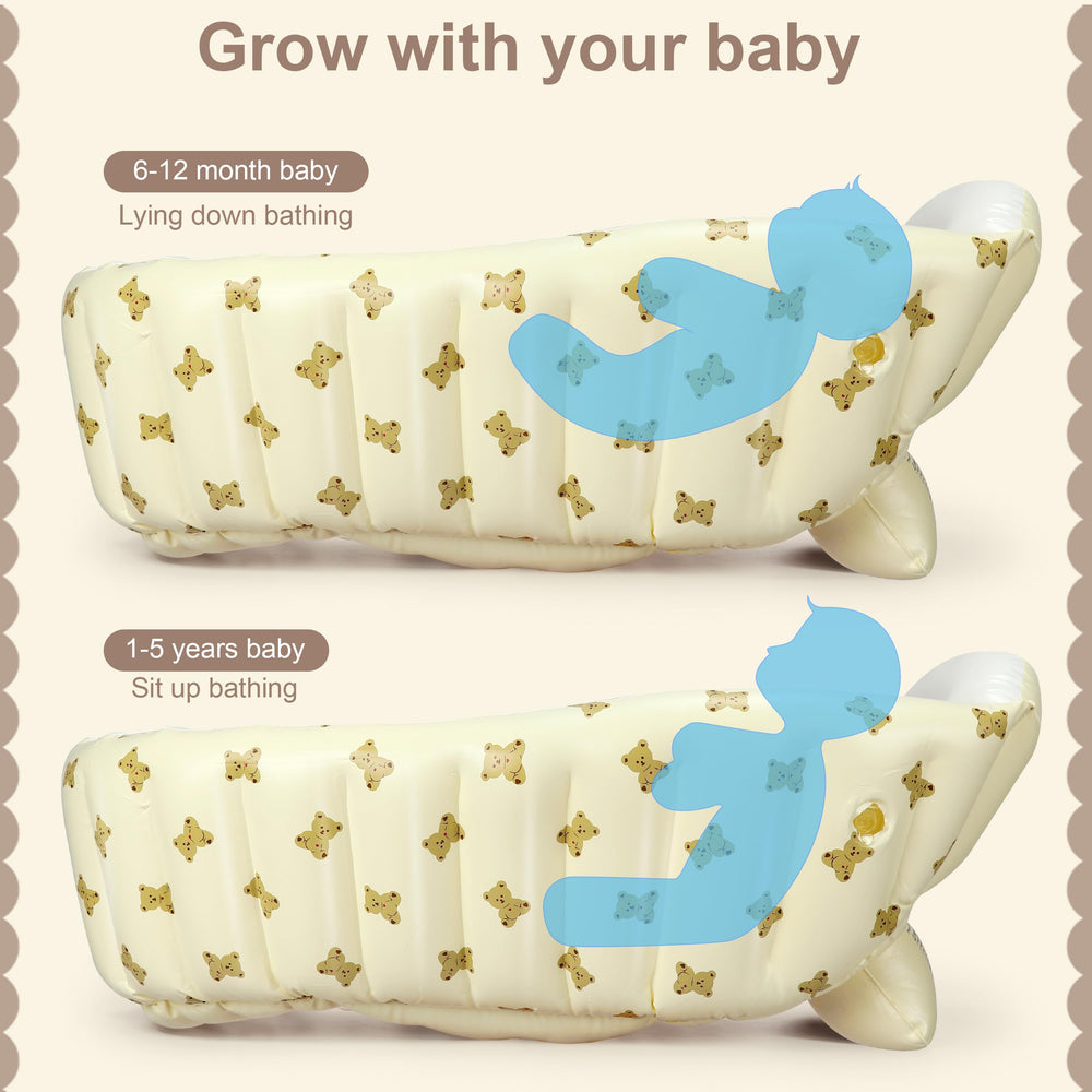 Mink Bear Tub anti-slip bottom supports a safer bath for toddlers.