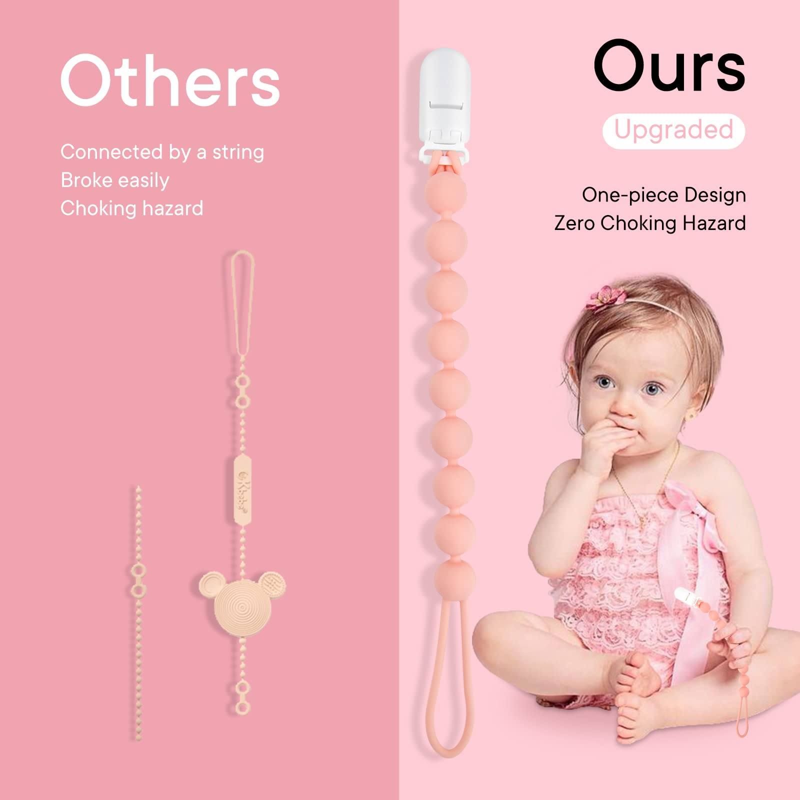 MINMUNJIU pacifier clip durable clasp detail protects fabrics gently