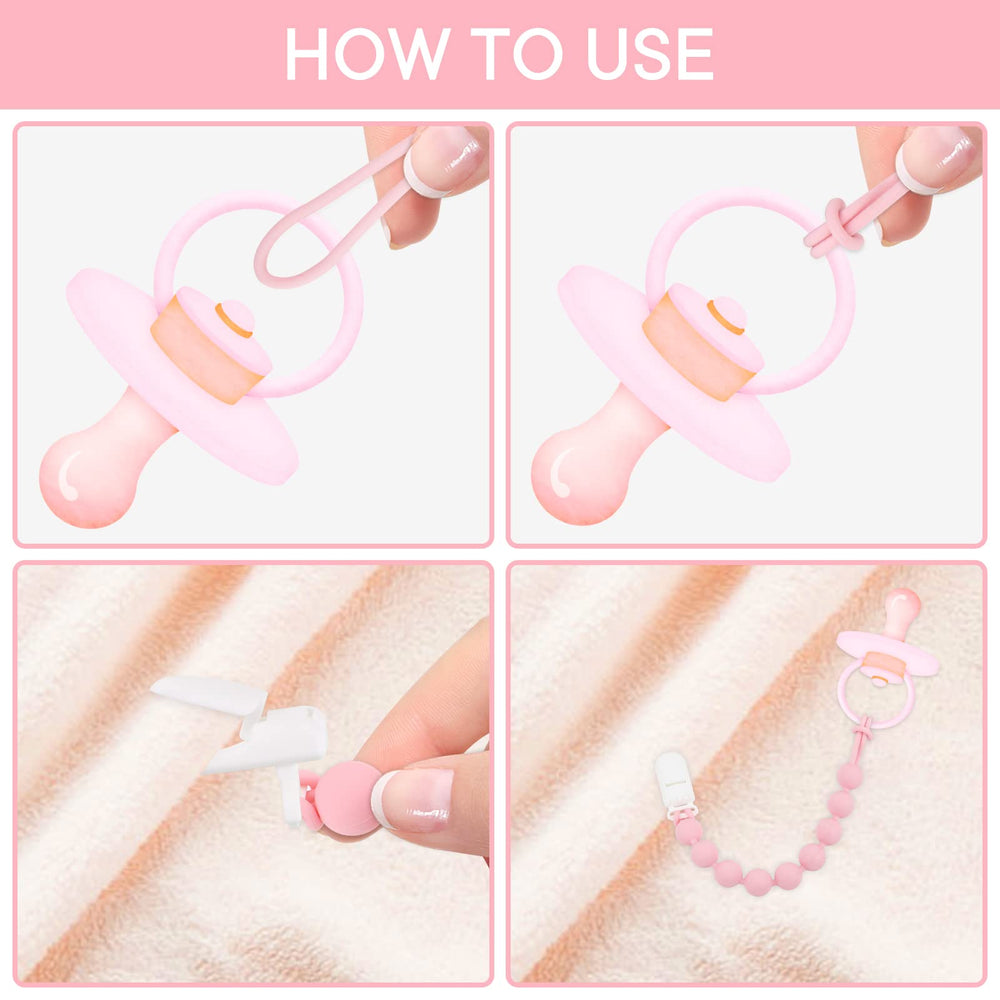 MINMUNJIU pacifier clip with soft silicone surface ideal for teething babies.