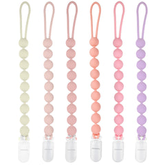 MINMUNJIU silicone pacifier clip six-pack in bright colors prevents pacifier loss for baby girls