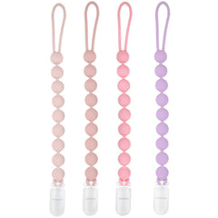 MINMUNJIU silicone pacifier clip holder 4pack shows secure, travel-ready attachment.